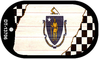 Massachusetts Racing Flag Novelty Metal Dog Tag Necklace DT-13706