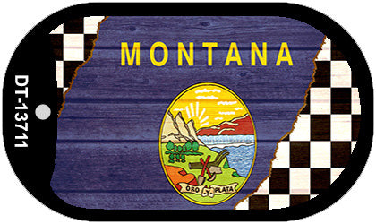 Montana Racing Flag Novelty Metal Dog Tag Necklace DT-13711