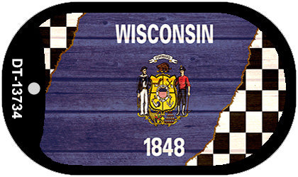 Wisconsin Racing Flag Novelty Metal Dog Tag Necklace DT-13734