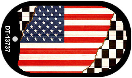 USA Racing Flag Novelty Metal Dog Tag Necklace DT-13737