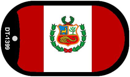 Peru Flag Scroll Metal Novelty Dog Tag Necklace DT-1399