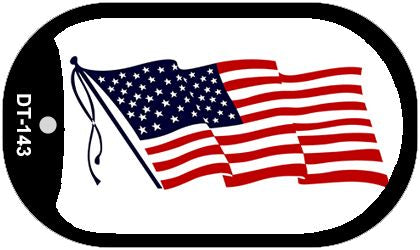 American Flag Waving Metal Novelty Dog Tag Necklace DT-143