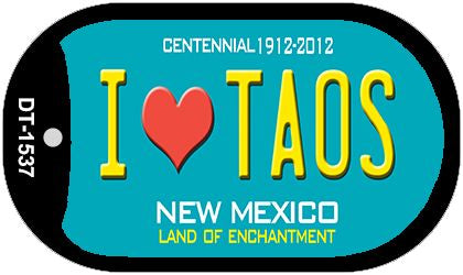 I Love Taos Teal New Mexico Novelty Metal Dog Tag Necklace DT-1537