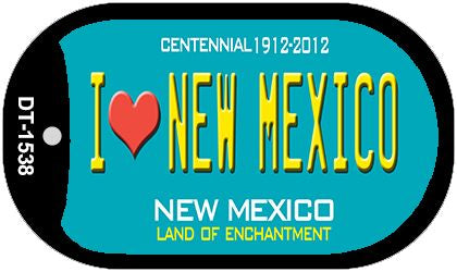 I Love New Mexico Teal New Mexico Novelty Metal Dog Tag Necklace DT-1538