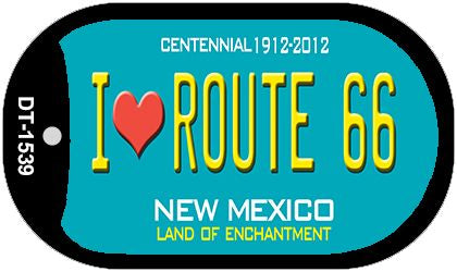 I Love Route 66 Teal New Mexico Novelty Metal Dog Tag Necklace DT-1539