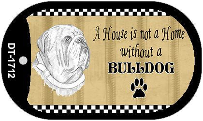 Bulldog Pencil Sketch Novelty Metal Dog Tag Necklace DT-1712