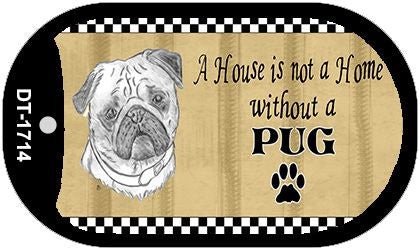 Pug Pencil Sketch Novelty Metal Dog Tag Necklace DT-1714