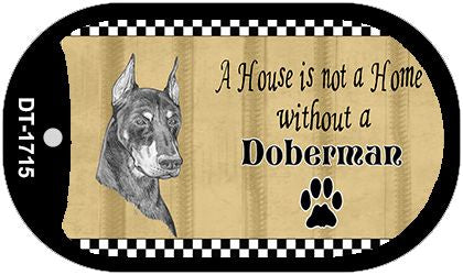 Doberman Pencil Sketch Novelty Metal Dog Tag Necklace DT-1715