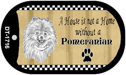 Pomeranian Pencil Sketch Novelty Metal Dog Tag Necklace DT-1716