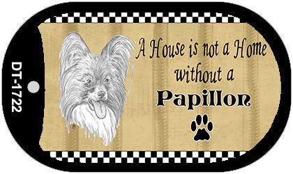 Papillon Pencil Sketch Novelty Metal Dog Tag Necklace DT-1722