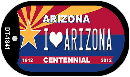 I Love Arizona Centennial Novelty Metal Dog Tag Necklace DT-1841