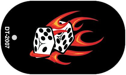 Red Hot Flaming Dice Novelty Metal Dog Tag Necklace DT-2007