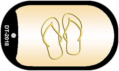 Flip Flops Yellow Novelty Metal Dog Tag Necklace DT-2018