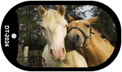 Horses Sweet On Each Other Novelty Metal Dog Tag Necklace DT-2024