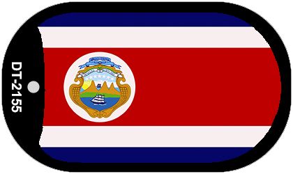 Costa Rica Flag Scroll Metal Novelty Dog Tag Necklace DT-2155
