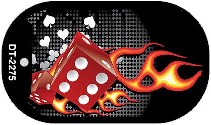 Fire Dice Flame Novelty Metal Dog Tag Necklace DT-2275