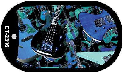Guitars Blue Novelty Metal Dog Tag Necklace DT-2316