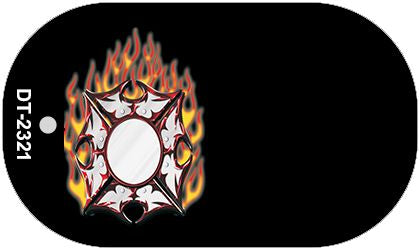 Fire Maltese Cross Offset Novelty Metal Dog Tag Necklace DT-2321