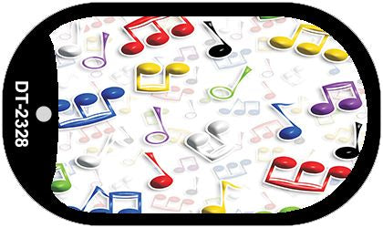 Musical Notes Multi-Color Novelty Metal Dog Tag Necklace DT-2328
