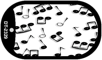 Musical Notes Black White Novelty Metal Dog Tag Necklace DT-2329