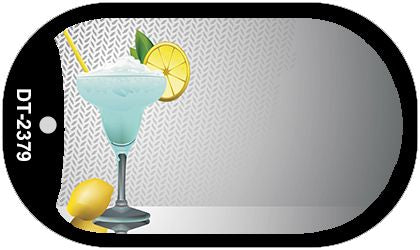 Margarita Glass Offset Novelty Metal Dog Tag Necklace DT-2379