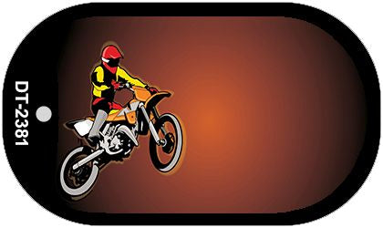 Dirt Bike Offset Novelty Metal Dog Tag Necklace DT-2381