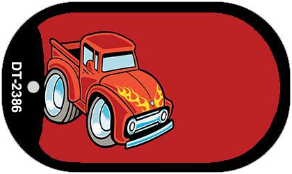 Flamin Pickup Offset Novelty Metal Dog Tag Necklace DT-2386
