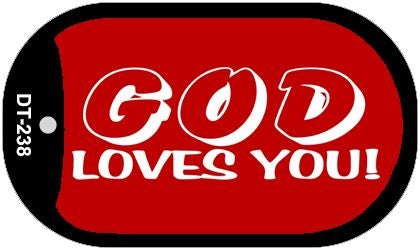 God Loves You Novelty Metal Dog Tag Necklace DT-238