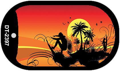 Sunset Surfer Novelty Metal Dog Tag Necklace DT-2397