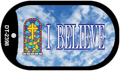 I Believe Novelty Metal Dog Tag Necklace DT-2398