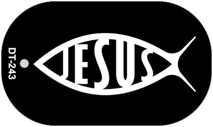 Jesus Fish Novelty Metal Dog Tag Necklace DT-243
