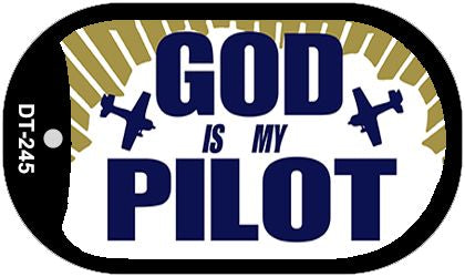 God Is My Pilot Novelty Metal Dog Tag Necklace DT-245