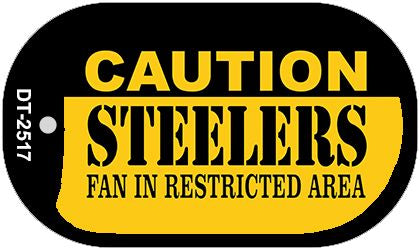 Caution Steelers Fan Area Novelty Metal Dog Tag Necklace DT-2517