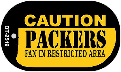 Caution Packers Fan Area Novelty Metal Dog Tag Necklace DT-2519