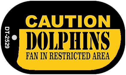 Caution Dolphins Fan Area Novelty Metal Dog Tag Necklace DT-2529