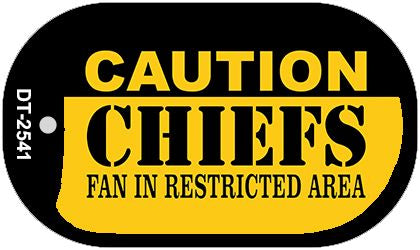 Caution Chiefs Fan Area Novelty Metal Dog Tag Necklace DT-2541