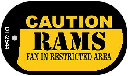 Caution Rams Fan Area Novelty Metal Dog Tag Necklace DT-2544