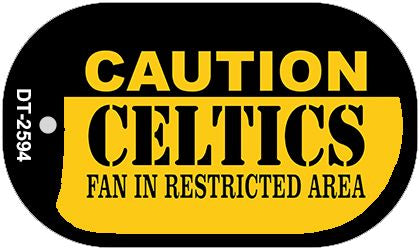 Caution Celtics Fan Area Novelty Metal Dog Tag Necklace DT-2594