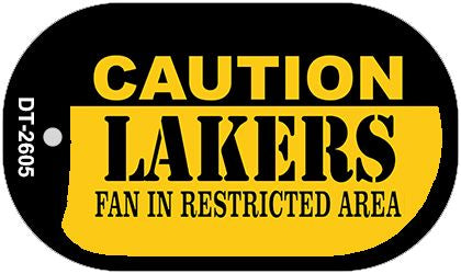 Caution Lakers Fan Area Novelty Metal Dog Tag Necklace DT-2605