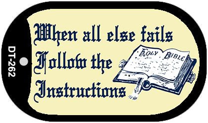 Follow Instructions Novelty Metal Dog Tag Necklace DT-262