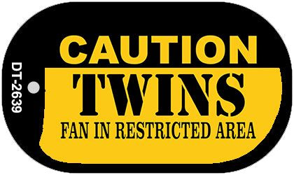 Caution Twins Fan Area Novelty Metal Dog Tag Necklace DT-2639