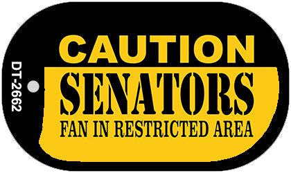 Caution Senators Fan Area Novelty Metal Dog Tag Necklace DT-2662