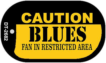 Caution Blues Fan Area Novelty Metal Dog Tag Necklace DT-2682