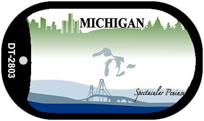 Michigan State Blank Novelty Metal Dog Tag Necklace DT-2803