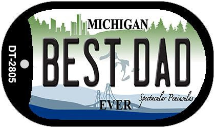 Best Dad Michigan Novelty Metal Dog Tag Necklace DT-2805