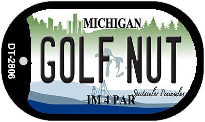 Golf Nut Michigan Novelty Metal Dog Tag Necklace DT-2806