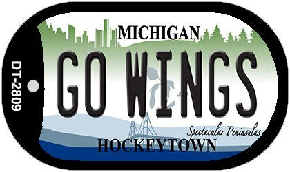 Go Wings Michigan Novelty Metal Dog Tag Necklace DT-2809