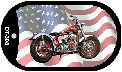 Indian Motorcycle American Flag Novelty Metal Dog Tag Necklace DT-308
