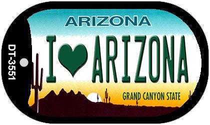 I Love Arizona Novelty Metal Dog Tag Necklace DT-3551
