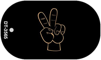 Peace Fingers Novelty Metal Dog Tag Necklace DT-3565